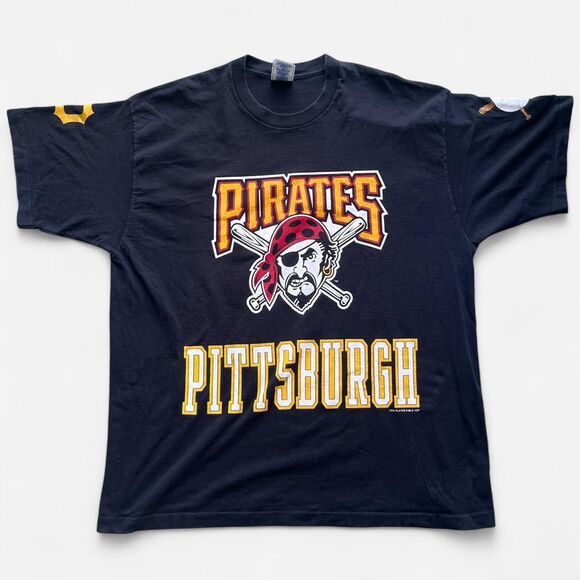 MLB 1997 Pittsburgh Pirates Double Sided Graphic Team Style Logo Jersey T-Shirt - Picture 1 of 7